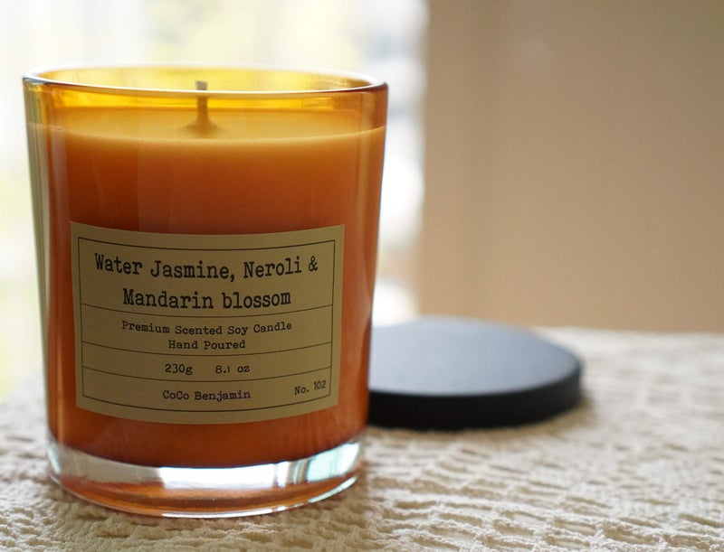 CoCo Benjamin 100% Soy, Highly Scented, Hand Poured Soy Candle (Water Jasmine,Neroli & Mandarin Blossom) - Image 2